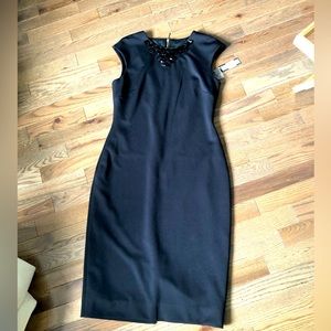Tahari midi black dress